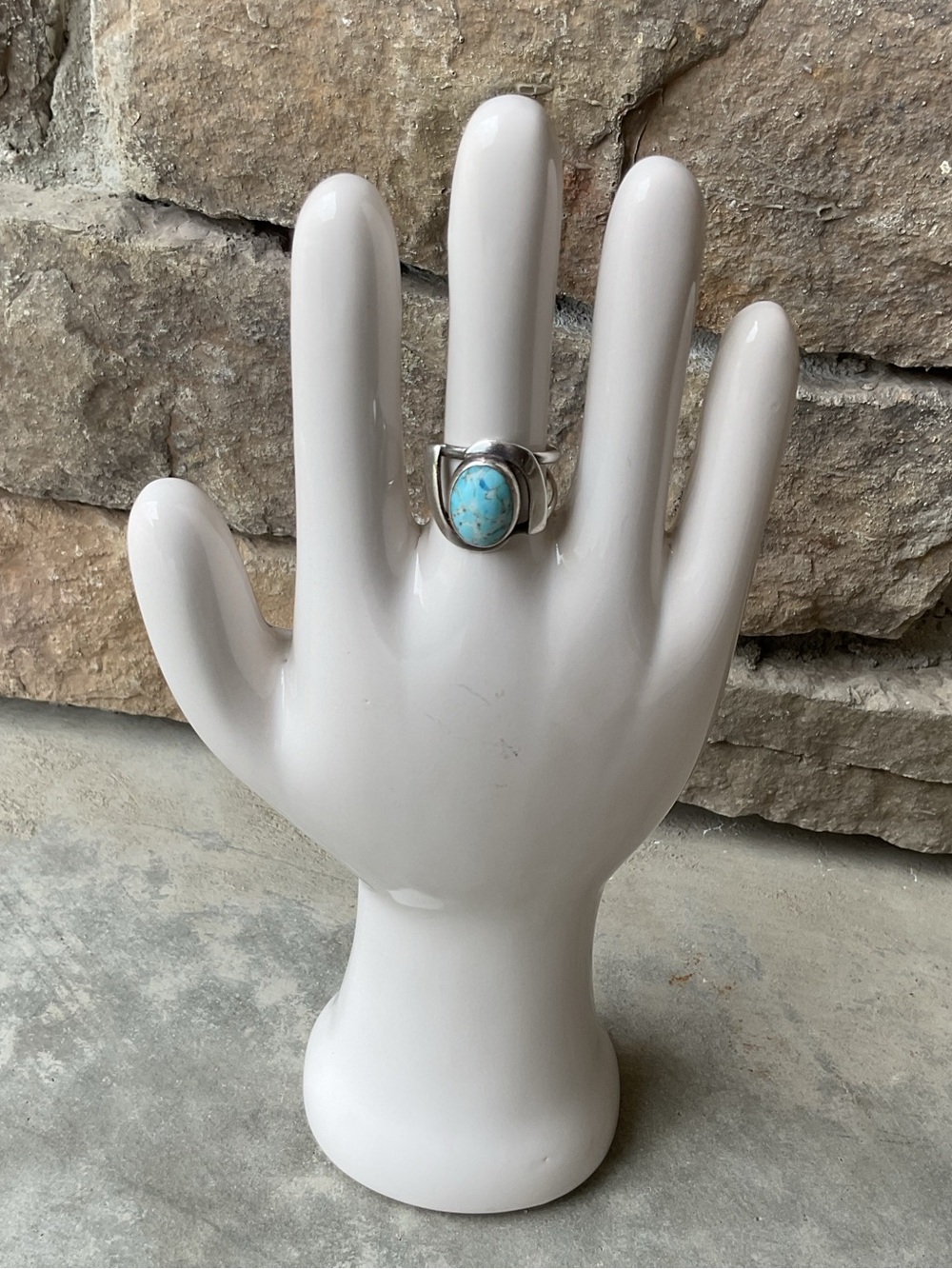 Vintage Turquoise Oval Silver 925 Ring - Blue